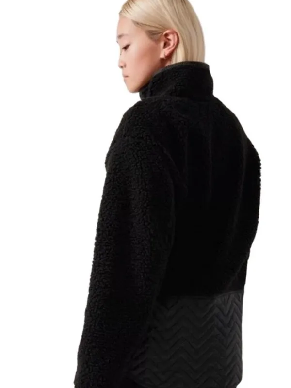 Athleta Black Sherpa Snap Pullover Jacket Fleece‎ Small Warm Sweatshirt - Image 2