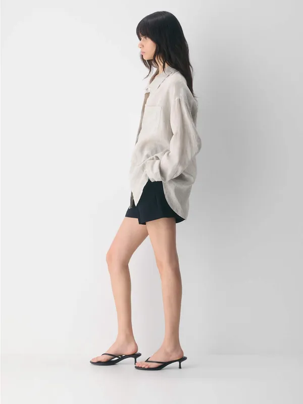 Aritzia Wilfred Reminisce Relaxed Linen Shirt Oversized Undyed Ecru - Image 6