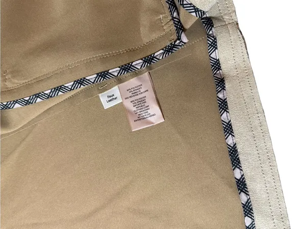 Philosophy Republic Faux Suede Moto Jacket XL Cream Tan Open Front Zip Pockets - Image 3