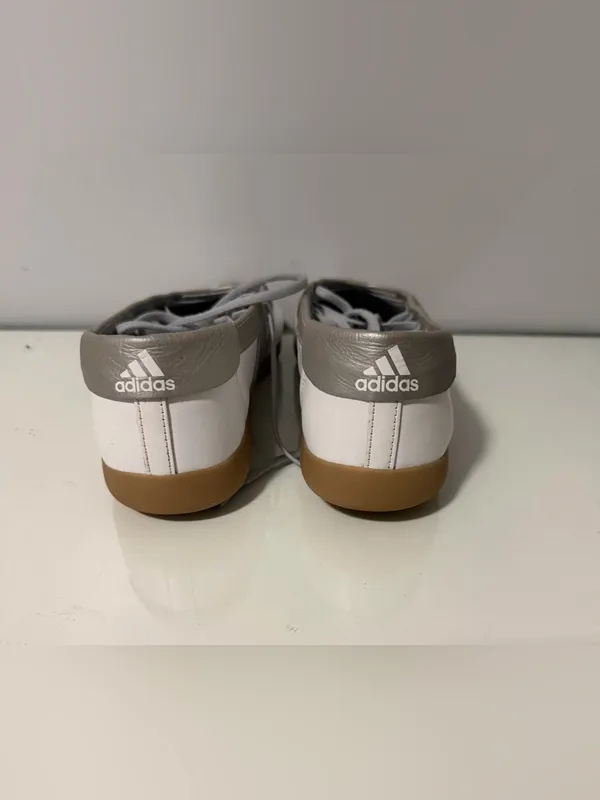 adidas White and Silver Lace-Up Ballet-Style Sneakers - Image 4