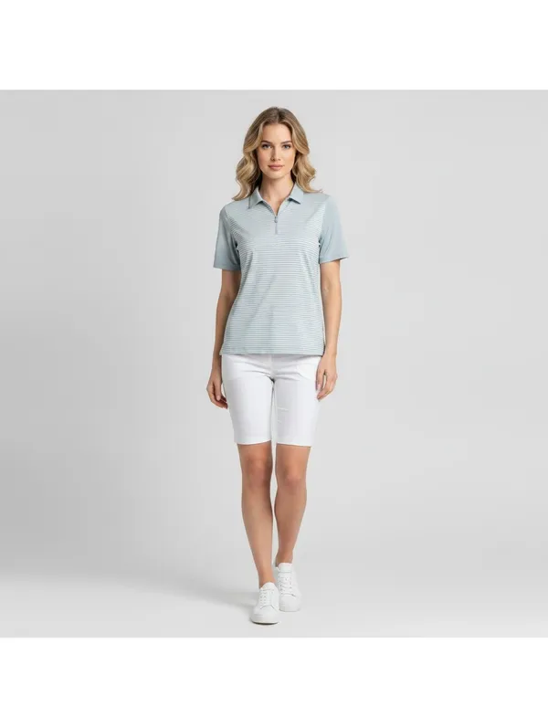 Maggie Lane Women's Medium Short Sleeve Gray Polo Shirt - Image 2