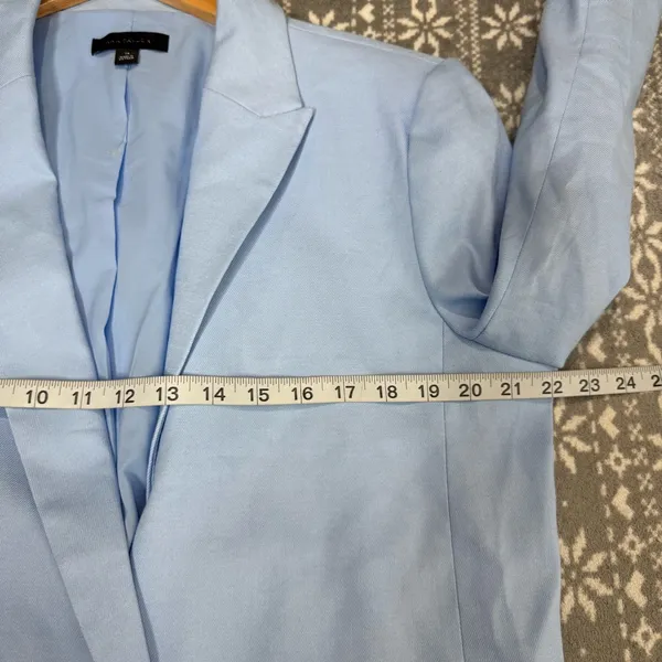 NWOT Ann Taylor‎ Oversized Peak Lapel Blazer Linen Twill Sky Blue 14 Clean Girl - Image 12
