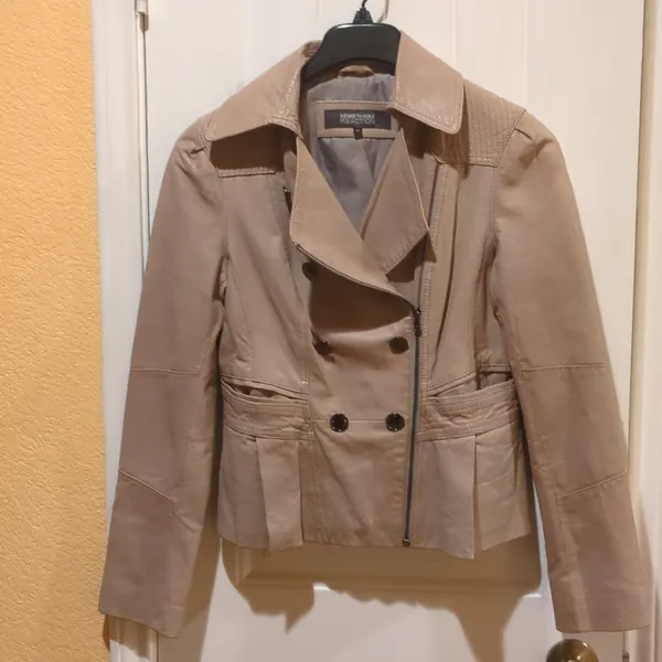 Kenneth Cole Leather Jacket Beige Size M - Image 3