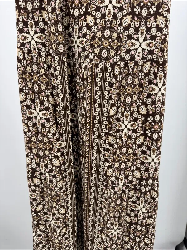 J. Jill Brown Cream Floral-Print Maxi Dress cross back casual boho layering L - Image 8