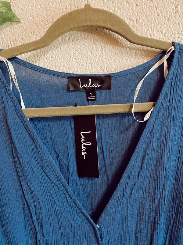Lulus nwt heart of marigold denim blue wrap maxi dress - Image 7