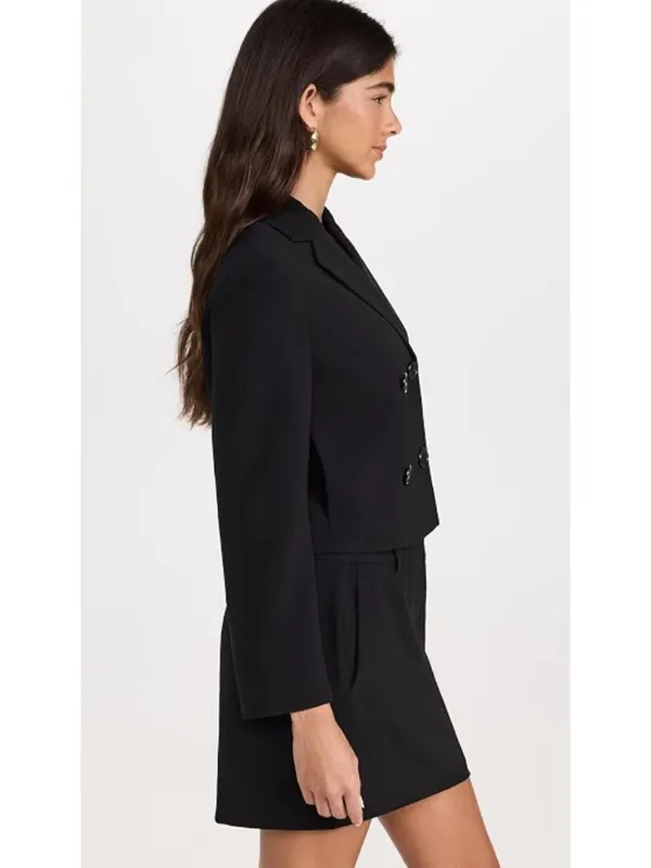 NWT Theory Crop Double-Breasted Jacket in Black Admiral Crepe Blazer 4 - Image 11