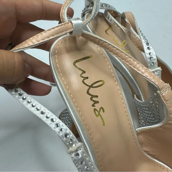Lulus Kayka White‎ Rhinestone Lace-Up Pointed-Toe Pumps - Image 7