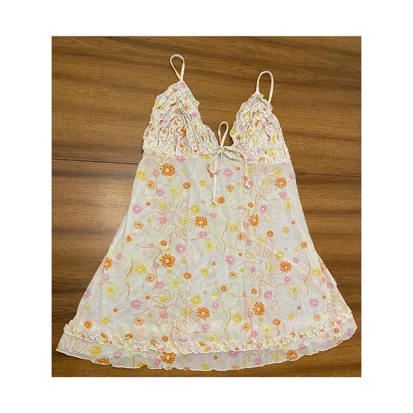 Ilusion Ruffle Bust‎ 70s Floral Babydoll Slip Night Dress Adjustable Straps Med - Image 7