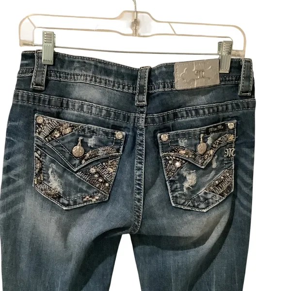 Miss Me Dark Blue Embellished Jeans WORN ONCE Size 27”x31” - Image 5