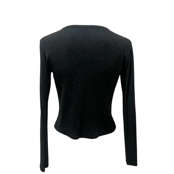 Brandy Melville Women's Black Henley Long Sleeve Button-Up Top M - Image 8