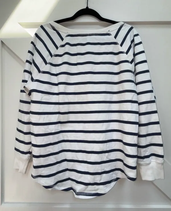 Victoria’s Secret Striped Lace-Up Pullover Sweatshirt - White & Navy - Image 2