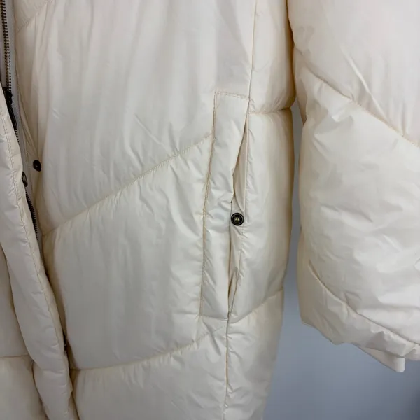 Banana Republic Factory Water Resistant Puffer Jacket Long Cream Parka Size XL - Image 11