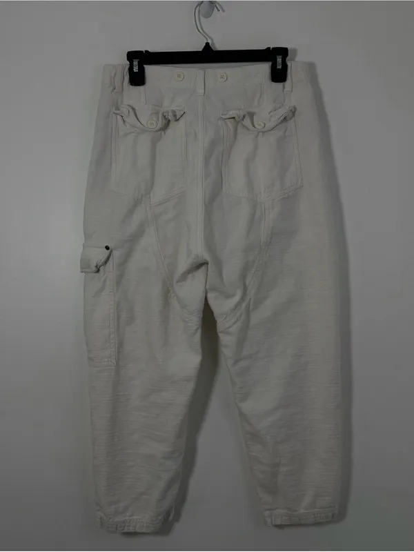 Free People White Utility Drawstring Cargo Pants XS 100% Cotton - Image 5