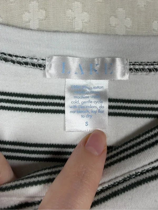Lake White‎ Black Striped Pima Cotton Long Sleeve Top - Image 2