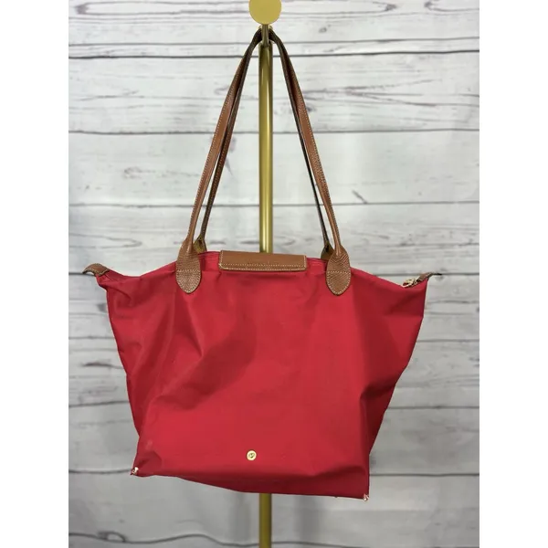 Longchamp Le Pliage Tote Bag Lot of 2 Red Gray Nylon Leather AS IS - Image 8