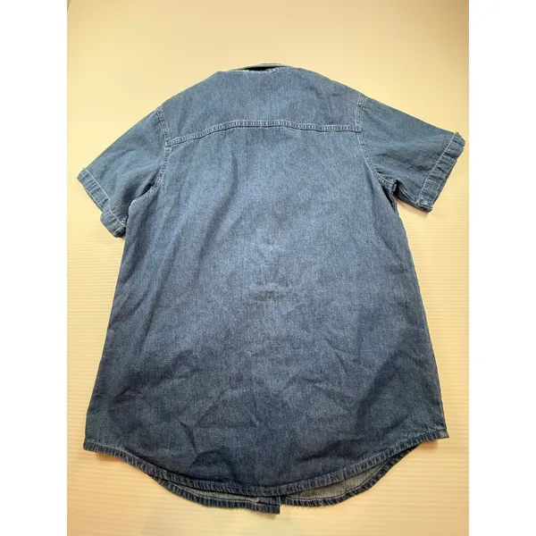 Bobbie Brooks Womens Denim Heart Embroidered Short Sleeve Button Down Shirt - Image 6