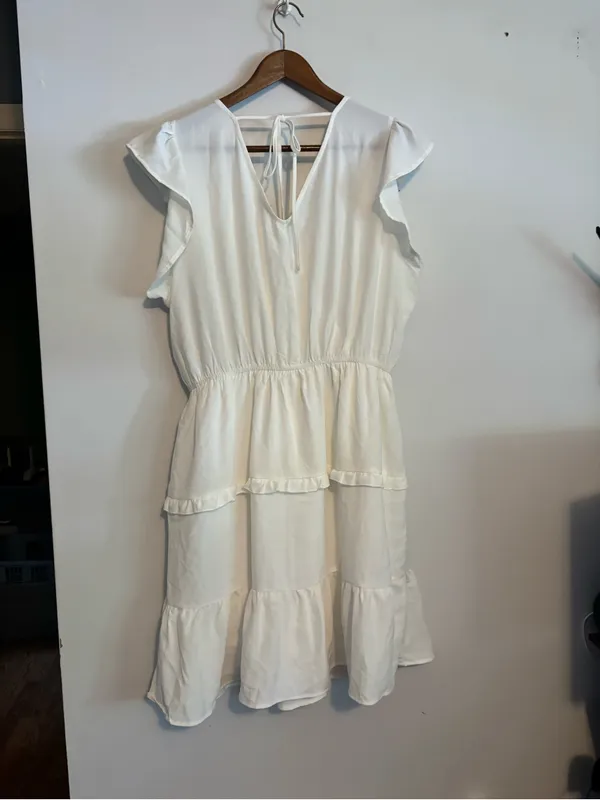 Andree by Unit NWT White Ruffled Flutter Sleeve Dress - Image 5