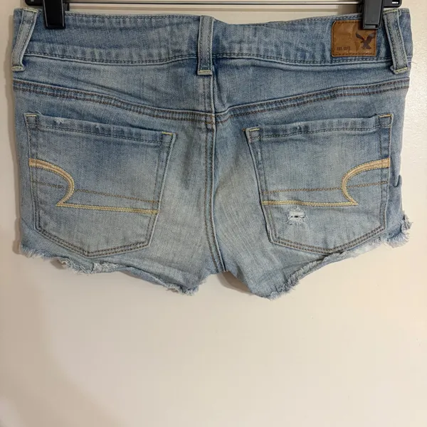 American Eagle Stretch Distressed Lace Trim Denim Cut Off Shorts Low Rise Size 2 - Image 8