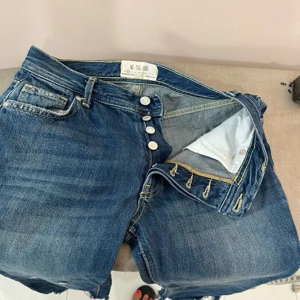 FREE PEOPLE STRAIGHT UP BAGGY MEDIUM WASH HIGH RISE JEANS size 25 - Image 8