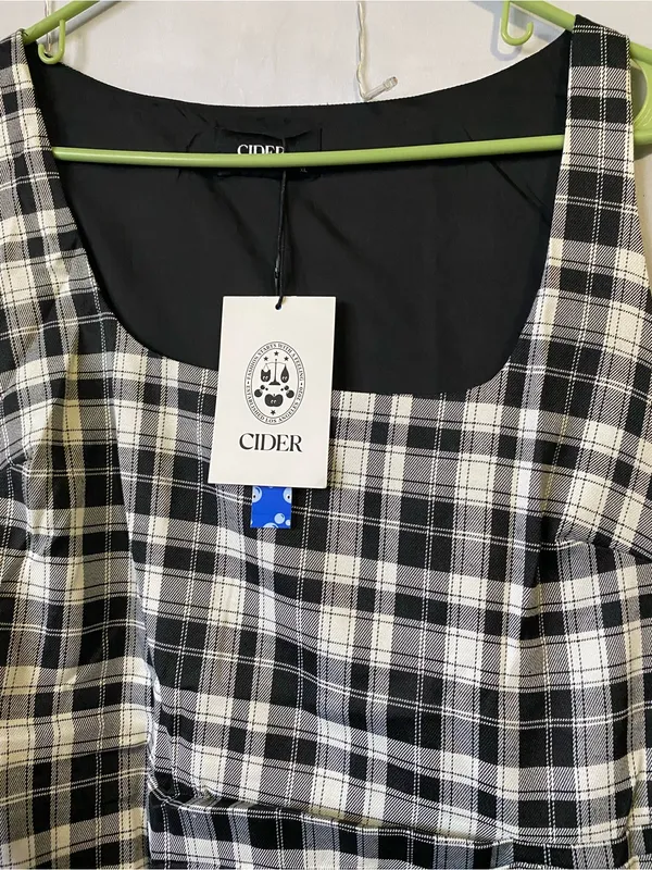 Cider Black & White Plaid Mini Dress - Image 2