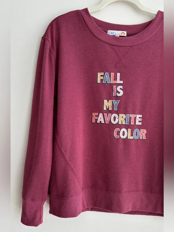 C&C California “Fall Is My Favorite Color” Maroon Sweatshirt, Size Medium - Image 2