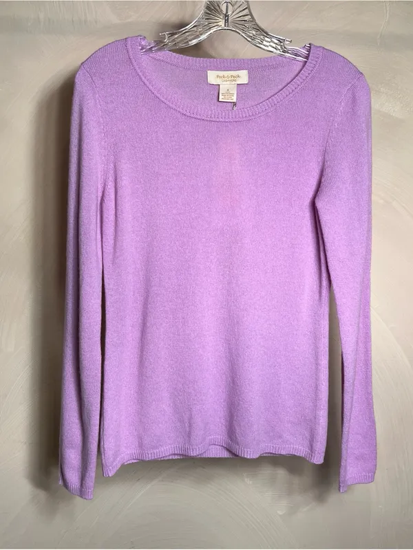 Peck & Peck Women L/S Pullover 2 Ply 100% Cashmere Lilac Sweater,Minimalist|Sz:S - Image 8