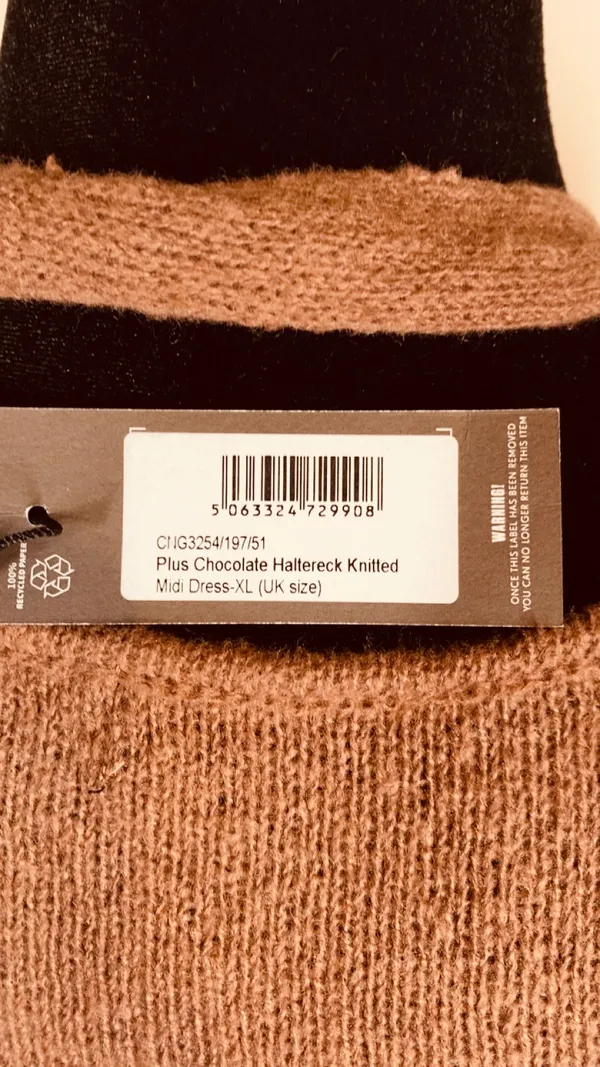 NEW Halter Sweater Dress XL Pretty Little Thing in Chocolate Camel Brown Plus size - Image 4