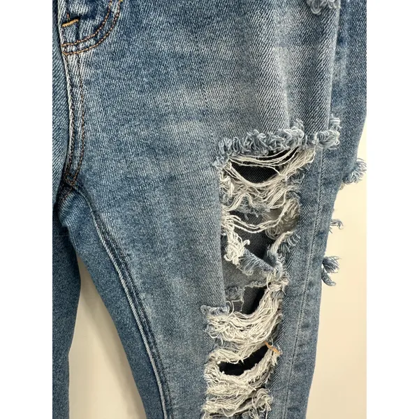 American Eagle Stretch Medium Wash Mom Jean Heavy Distressing Women Size‎ 00 - Image 6