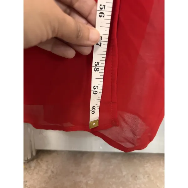 Lulus Women’s Ruffles Front String Side Slit Maxi Dress NWT XL Red Formal Prom - Image 4