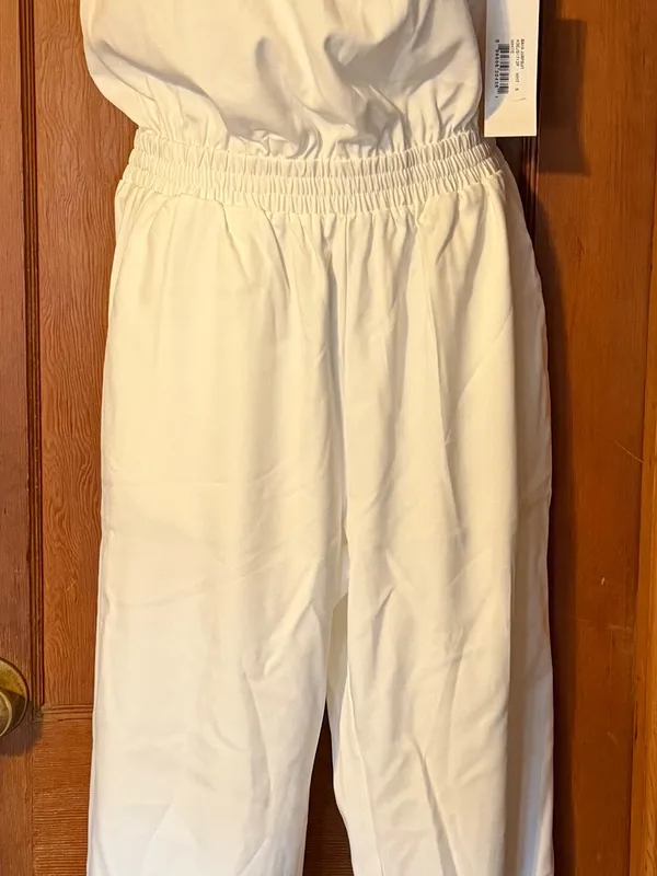 Strapless Elastic Waist pure white Jumpsuit - Image 4