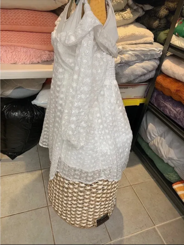 NWOT Lulus Sophisticated Darling White Eyelet Off-the-Shoulder Mini Dress Size S - Image 7