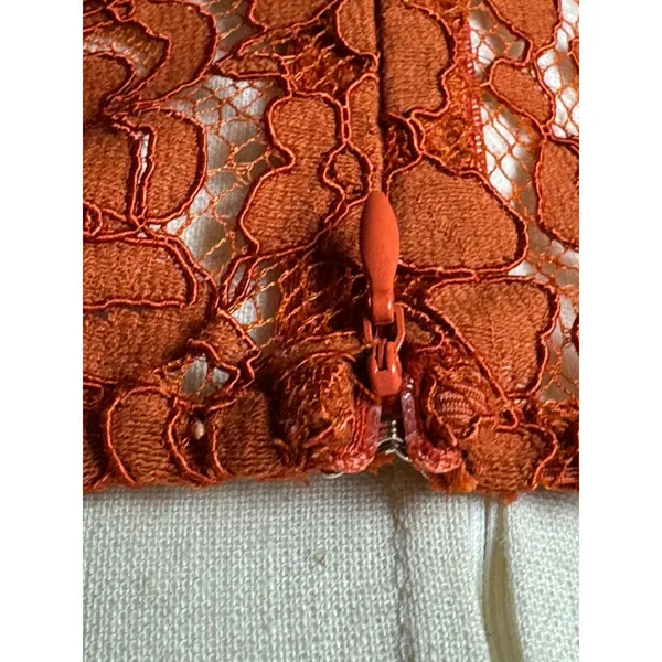 Endless Rose Bodysuit Women Small Orange Lace Cutout‎ Back Long Bel Sleeve NWT - Image 10