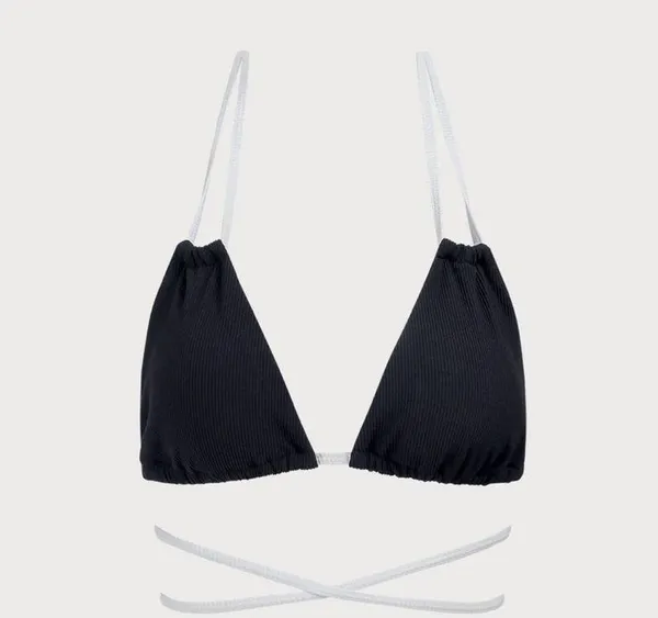 Berlook Contrast Triangle Halter Bikini Top ONLY 64 Black - Image 6