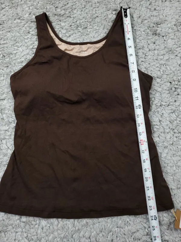 OGL Cotton Lyocell U-Neck Bra Tank Top Brami Brown Women's Size XL - Image 6