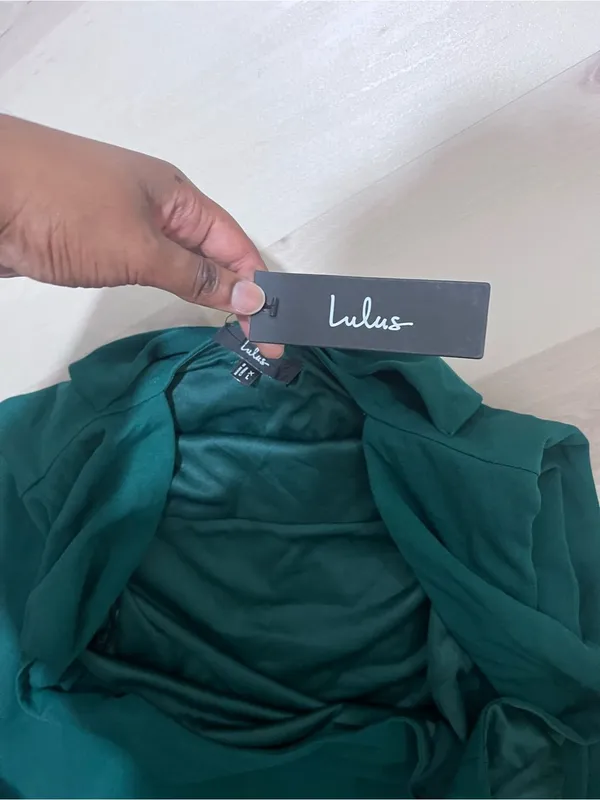 Lulus NWT Women XL Emerald Exquisite Refinement Backless Bow Ruffled Maxi Dress - Image 14
