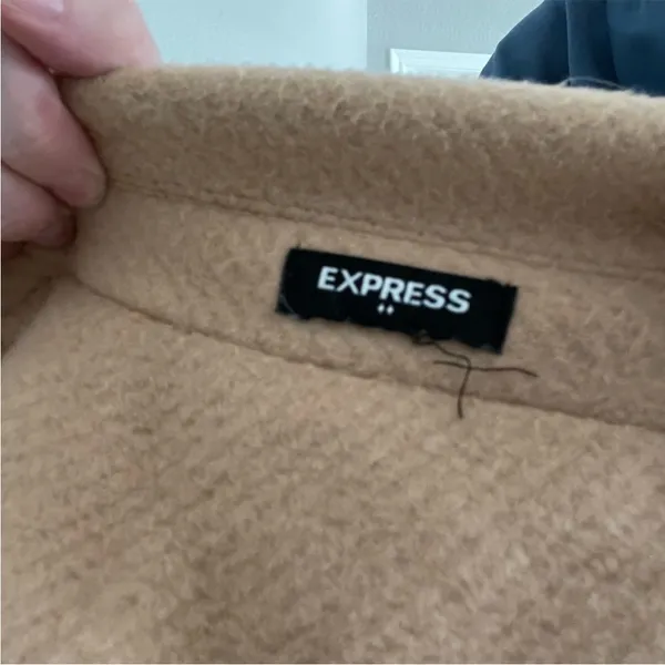 Express Cozy Tan Long Coat - Image 9