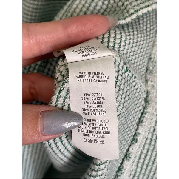 Aerie Waffle Soft Oversized Pullover Sweater Size Small Green White Thermal - Image 8