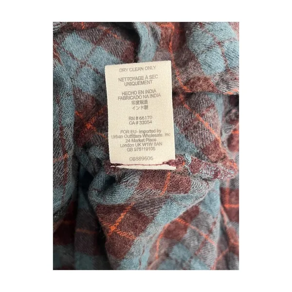 Free People Top Womens Extra Small Blue Wool Blend Plaid Button Up Boho Cottage - Image 7