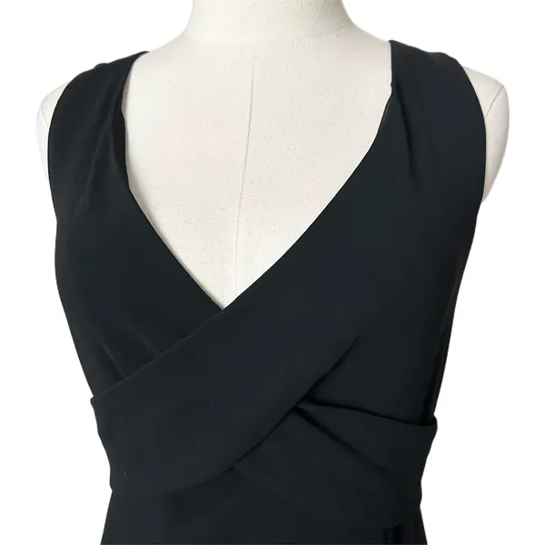 MaxMara Black Surplice V-Neck Crossover Midi Dress Italy Size 6 US - Image 3