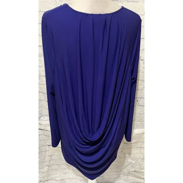 Simonton Says by George Simonton High Low Blue Long Sleeve Blouse Plus Size 1X - Image 5