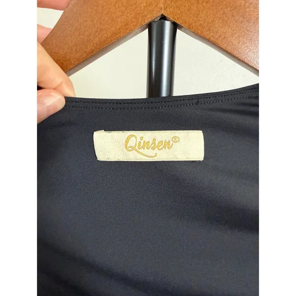Qinsen Black Long Sleeve Square Neck Bodysuit XS - Image 3
