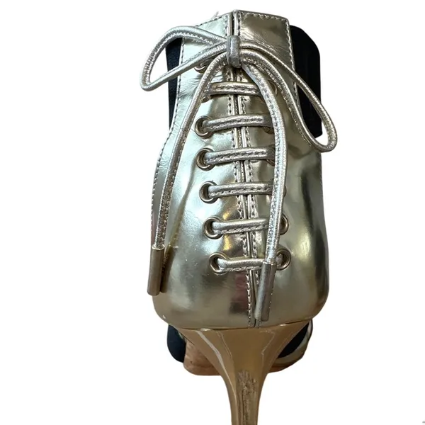 Jimmy Choo Dario Black Ladder Strap‎ Gold Heel Sandals Size US 8, IT 38 - Image 9