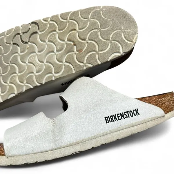 Birkenstock Arizona White Leather Sandals Size 38 US 7 Classic Comfort Minimal - Image 6