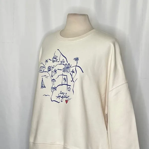 CLEOBELLA Los Angeles California Sweatshirt‎ Pullover Graphic Map Hearts L.A. XL - Image 5