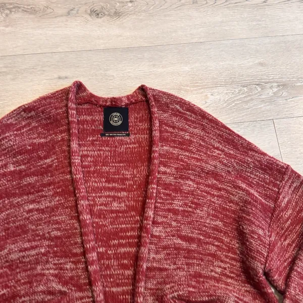 Urban Outfitters‎ Sweater Medium Red Open Front Cardigan Heather Thick Knit - Image 3
