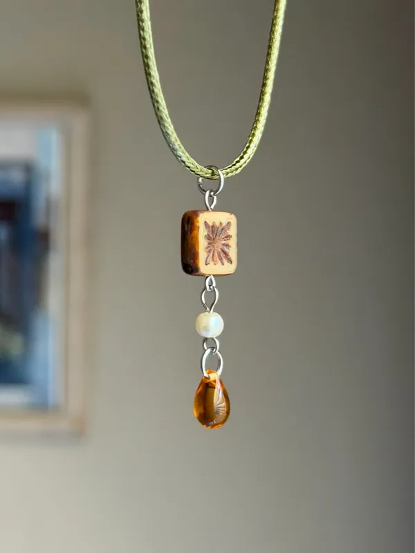 Handmade Czech glass beads mix boho fairy whimsy retro necklace🌿✨ - Image 3