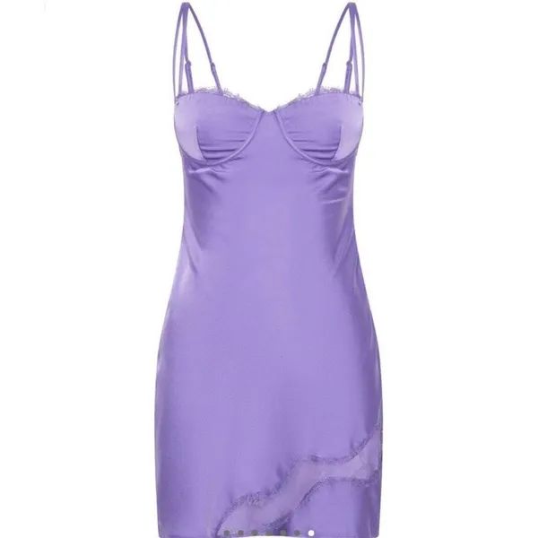 ✨Meshki Joslyn Satin Lace Slip Mini Purple Sz XL Dress✨ - Image 6