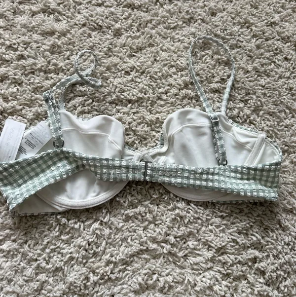 Abercrombie & fitch Checkered seersucker green bikini bra top - Image 3