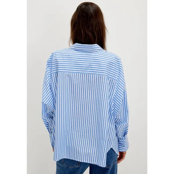 NEW Free People Sabine Striped‎ Articulated Button up Shirt Preppy Coastal XL - Image 7