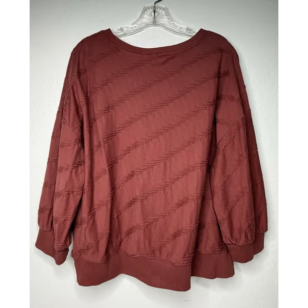 Simply Vera Top Women's Size XL Velvet Mauve Textured Career Sweatshirt‎ Comfort - Image 2